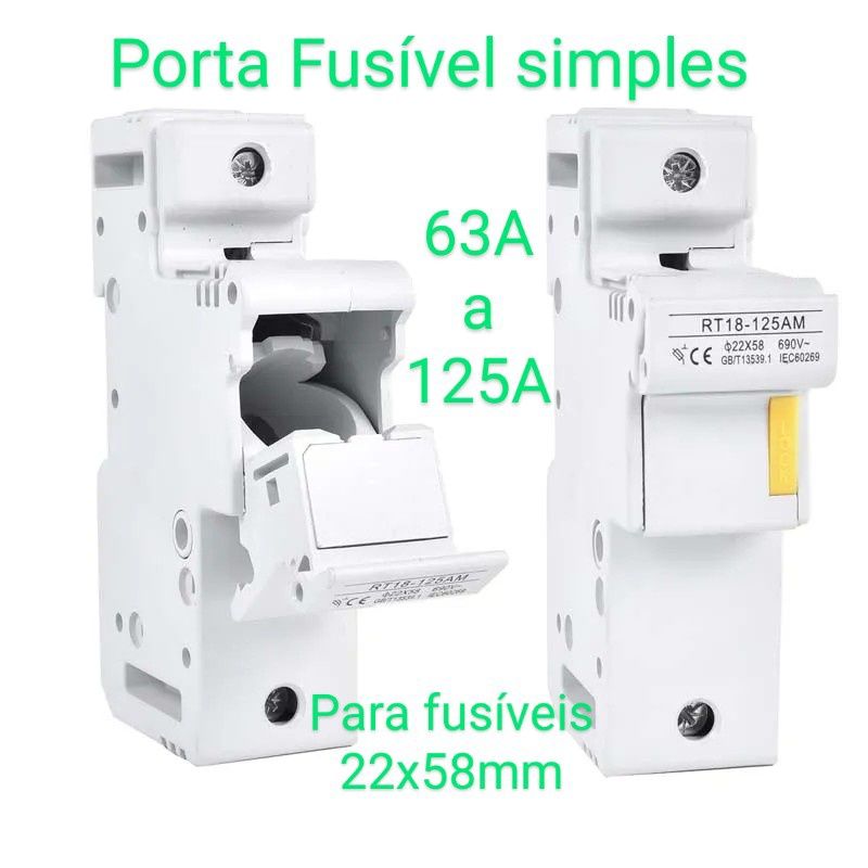 Porta Fusível DC Solar Proteção Fotovoltaica Bateria CC fusíveis 16A