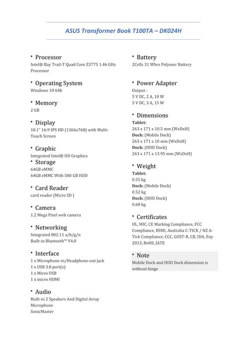 Portátil Asus Transformer