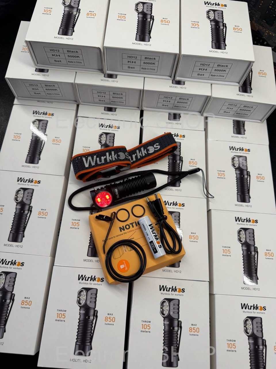 Ліхтар WURKKOS HD12\5000K CRI90\850lm\RED-light\IP68 \USB-C\1,2–4,2 В