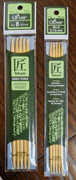 Спицы носочные бамбук Clover Takumi
