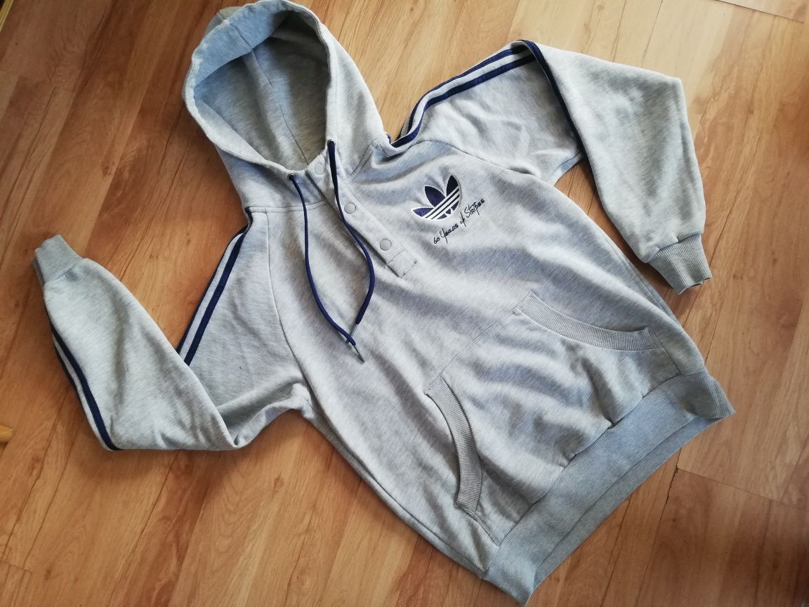 Bluza męska Adidas r. S szara wkładana z kapturem