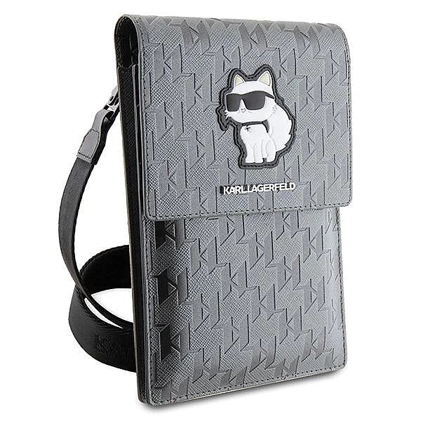 Torebka Karl Lagerfeld Saffiano Monogram Choupette - srebrna