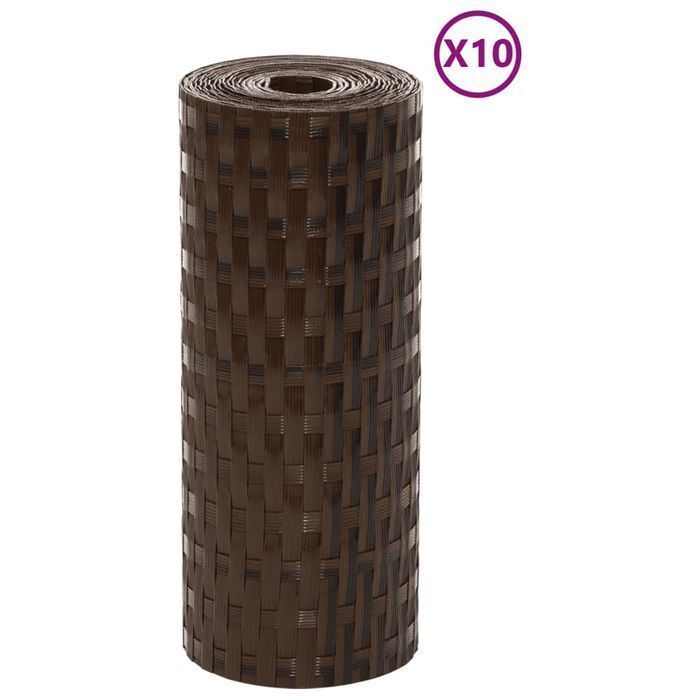 vidaXL Parawany balkonowe, 10 szt., brązowo-czarne, 255x19cm rattan PE