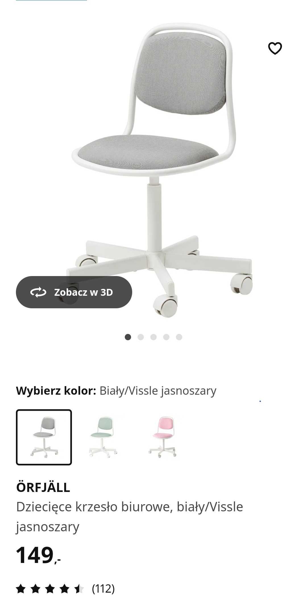 Ikea dzieciece krzeslo biurowe