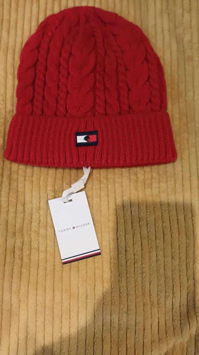 Czapka czerwona damska Tommy Hilfiger