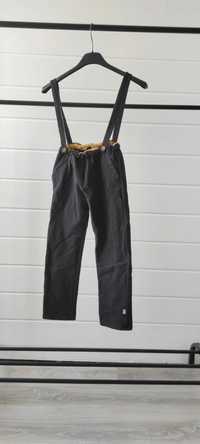 Spodnie Materiałowe Bawełniane Eleganckie z Szelkami 128 122 Czarne