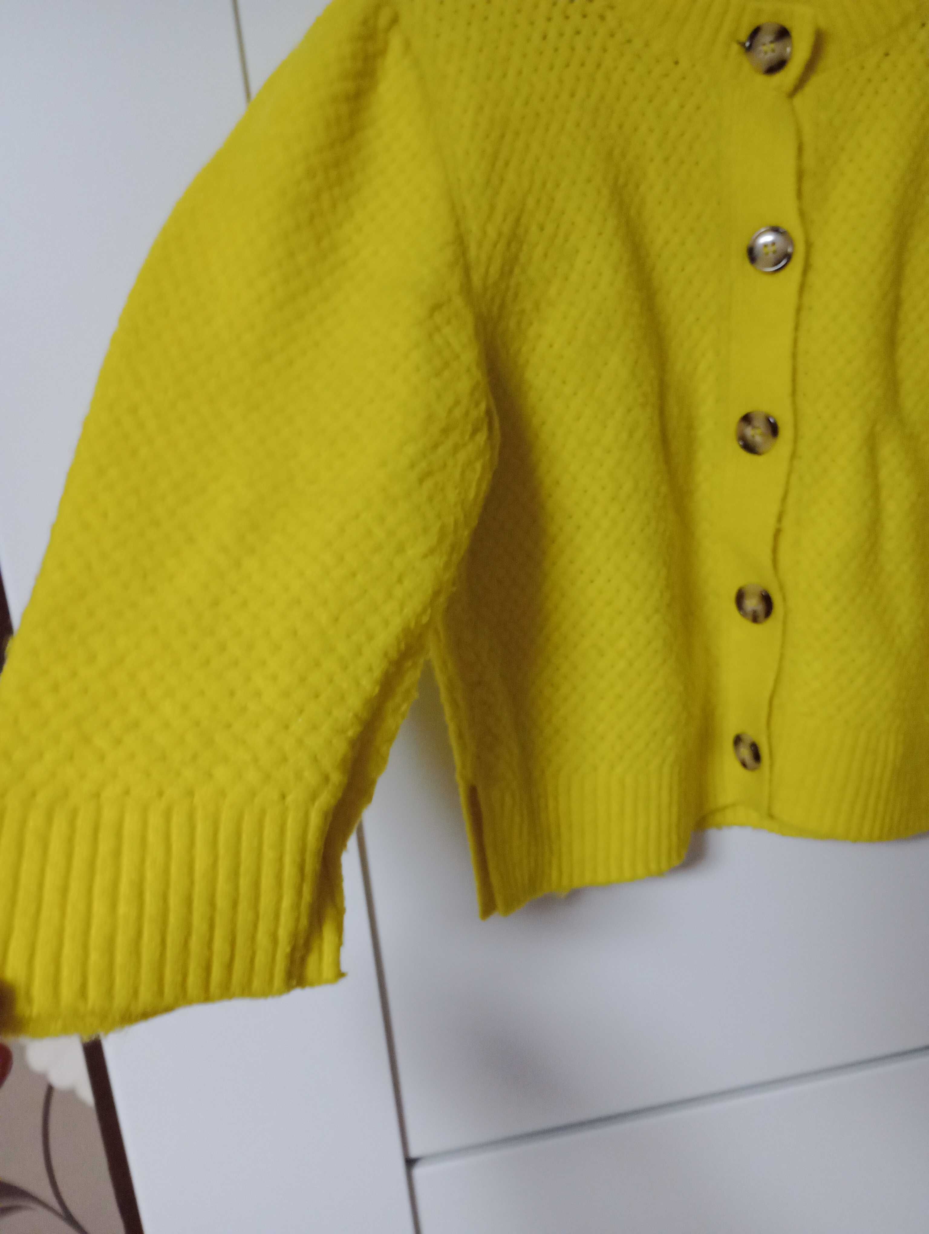 Sweterek Zara rozmiar S rozpinany żółty