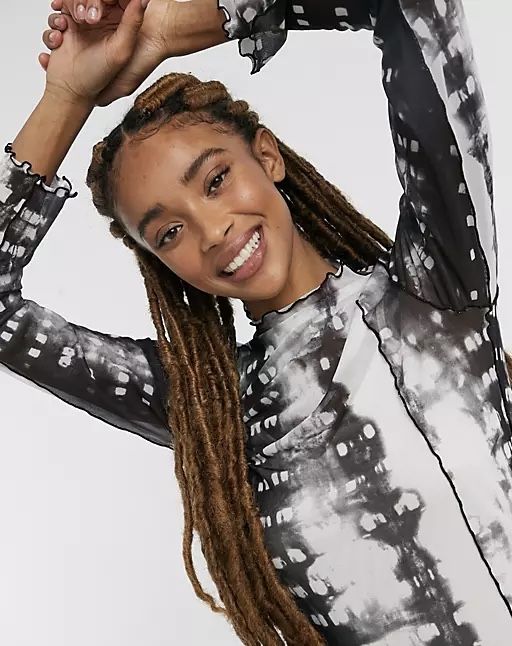 Stradivarius Sukienka wzór tie-dye tiulowa M