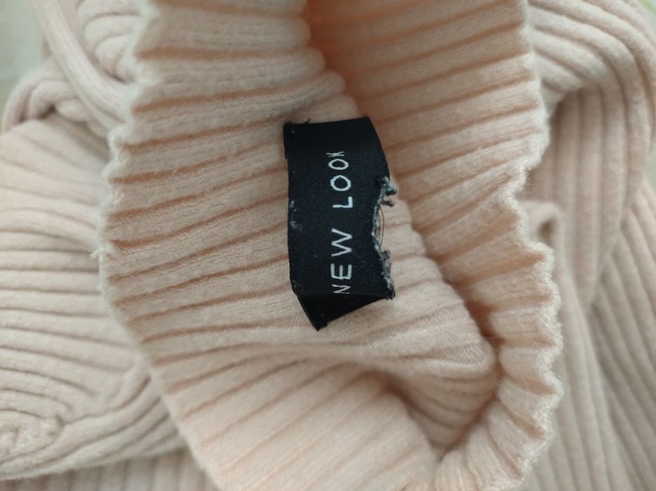 New Look prążkowany golf jasnoróżowy pudrowy róż M