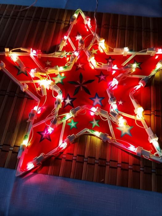 Gwiazda na okno multikolor retro PRL vintage