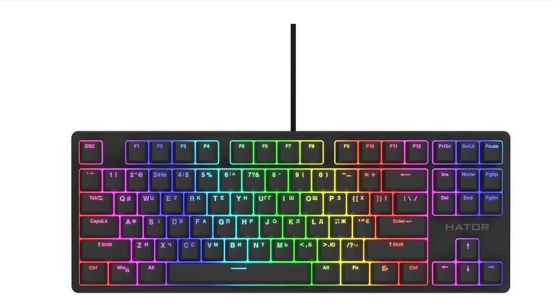 Клавіатура дротова ігрова Hator Rockfall 2 Mecha TKL Orange USB Black