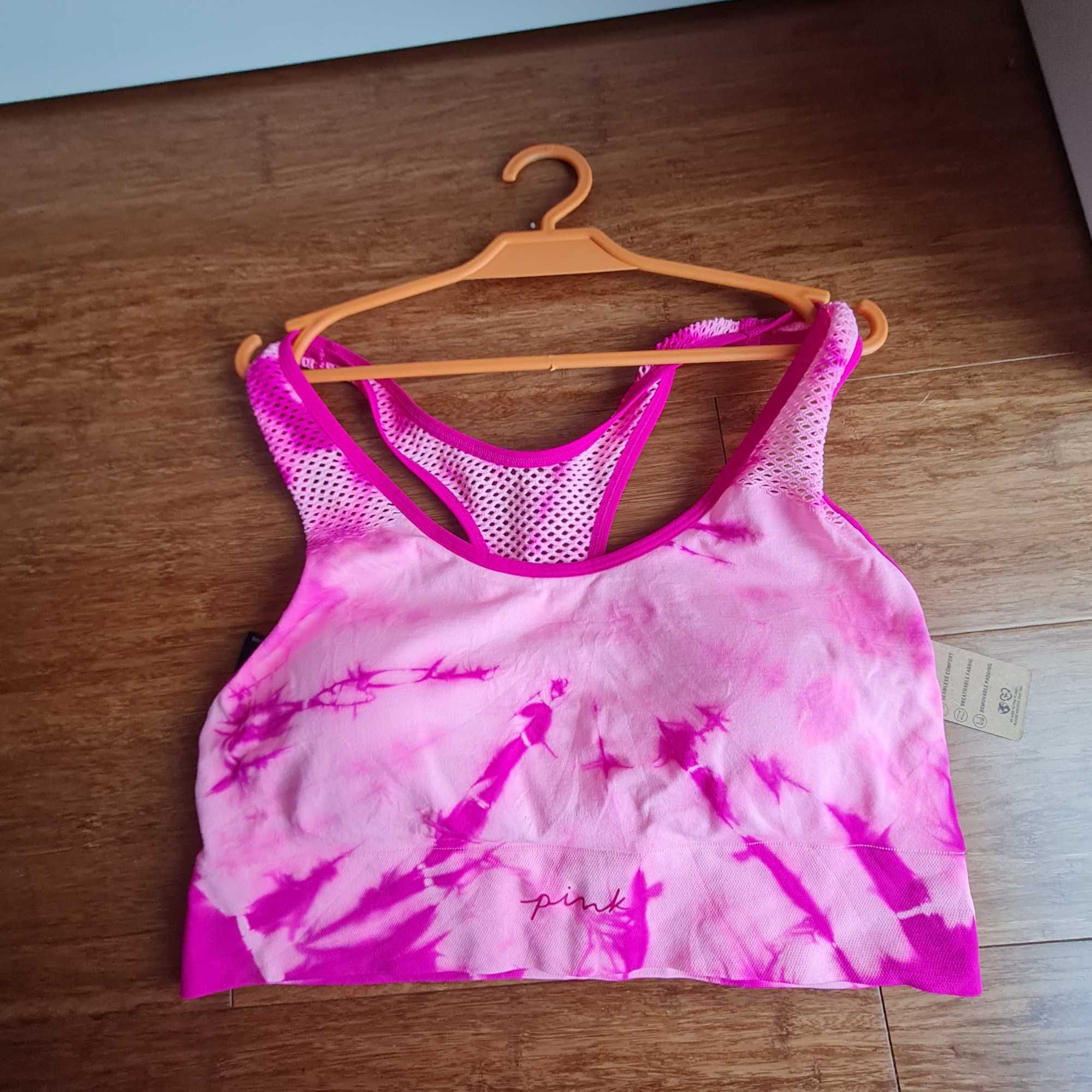 Sportowy biustonosz pink active Victoria Secret  M