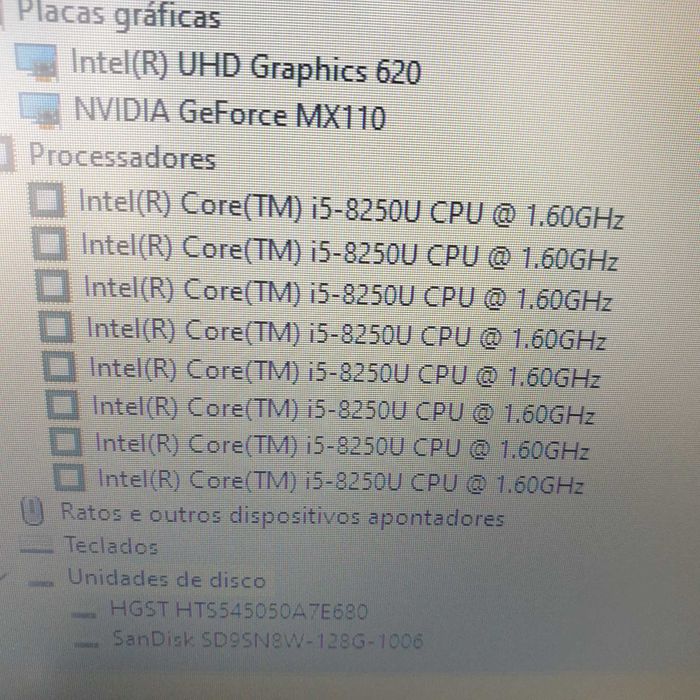 HP 15-DA0057np, display 15.6", processador i5-8250U, 8gb memória