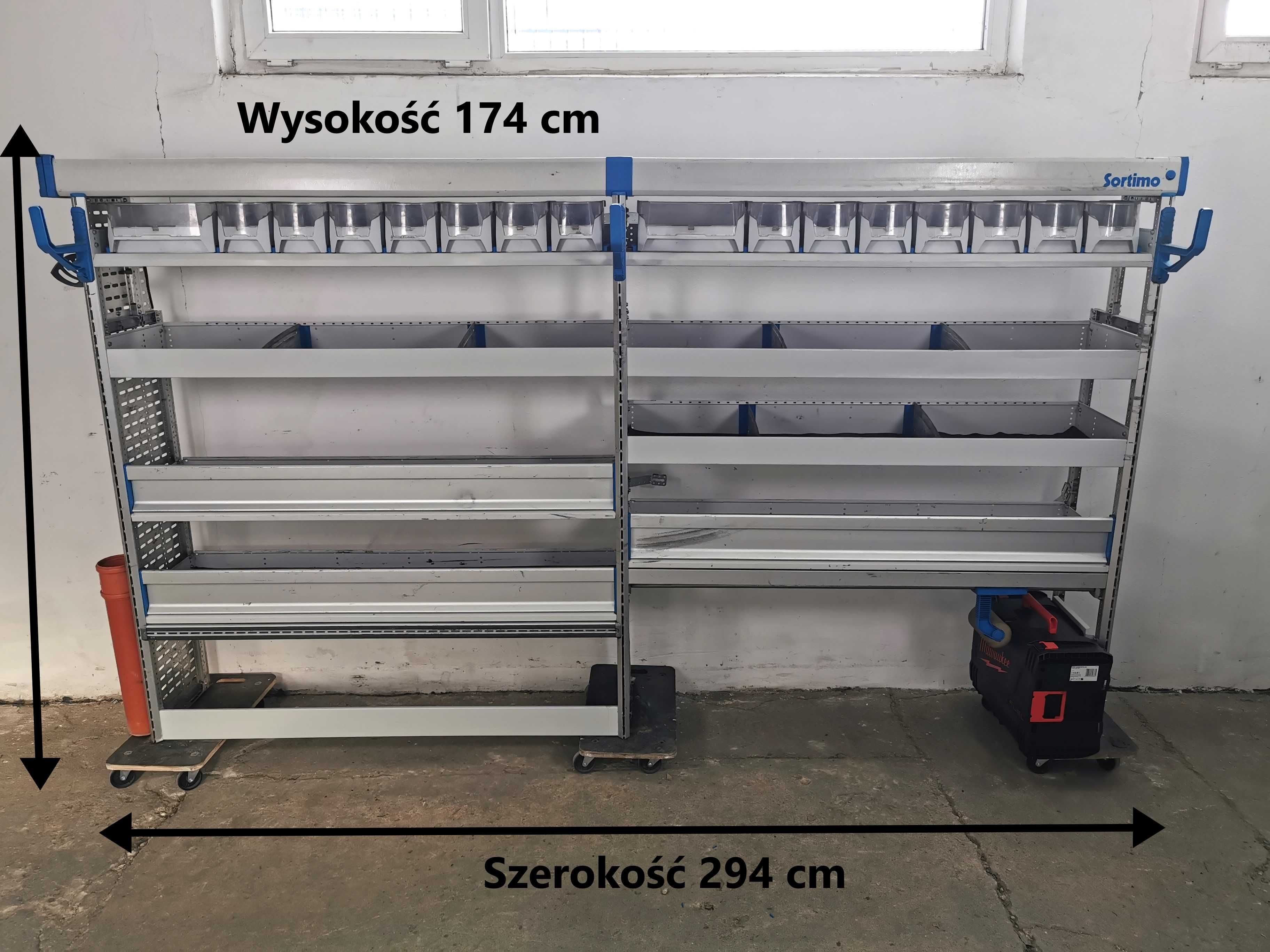 Regały szafki półki do busa zabudowa serwisowa warsztat ZESTAW SORTIMO