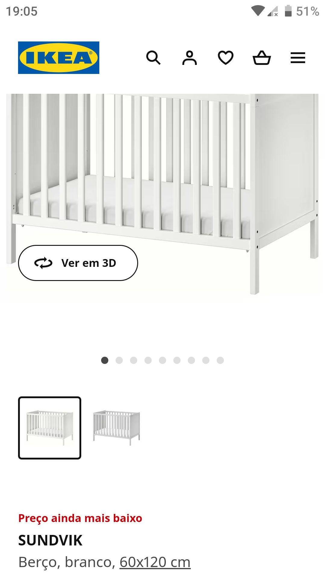 Berço Branco do IKEA + colchão e proteção