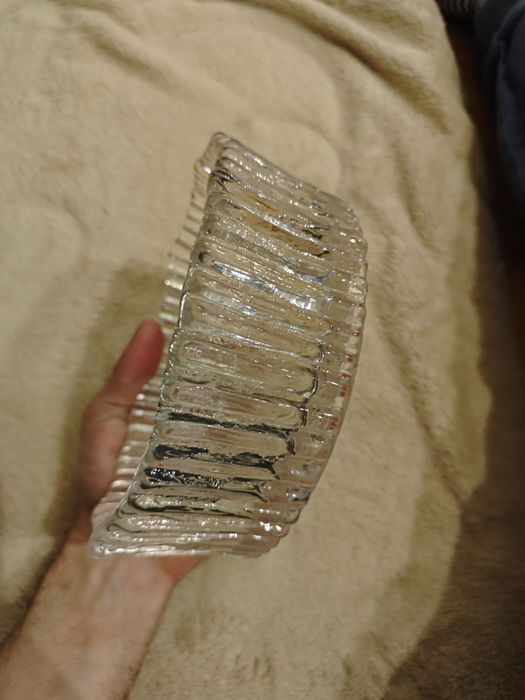 Piękna szklana miska ciężkie szkło kryształ (?) 1.3kg Polecam PRL 70s