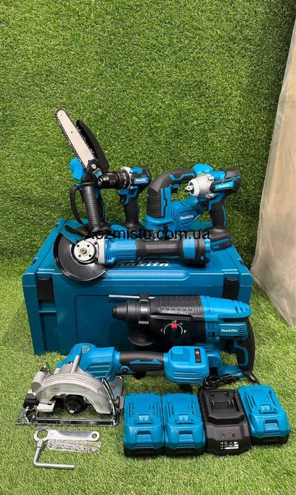 Набір 7в1 Акумуляторний Makita 48V Шурупокрут + Гілкоріз + Болгарка +