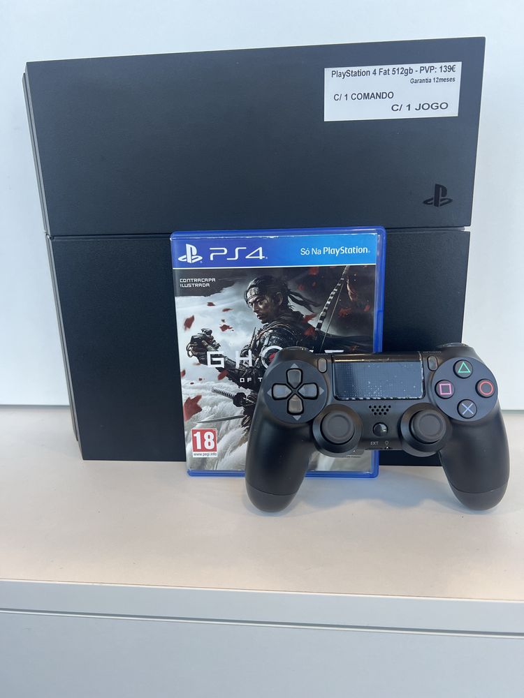 PS4 FAT 512GB + 1 COMANDO + 1 JOGO