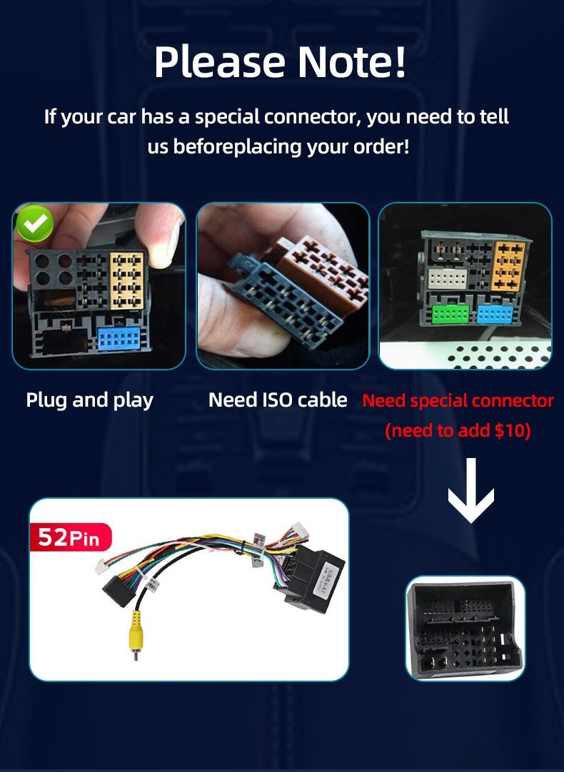 Кабель подключения Android магнитолы Cunbus Volkswagen 52 pin