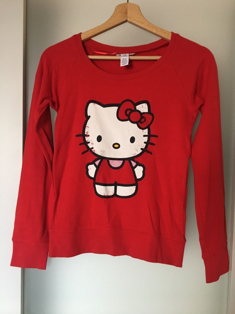 H&M czerwona bluzka bluza dziecięca Hello Kitty 164