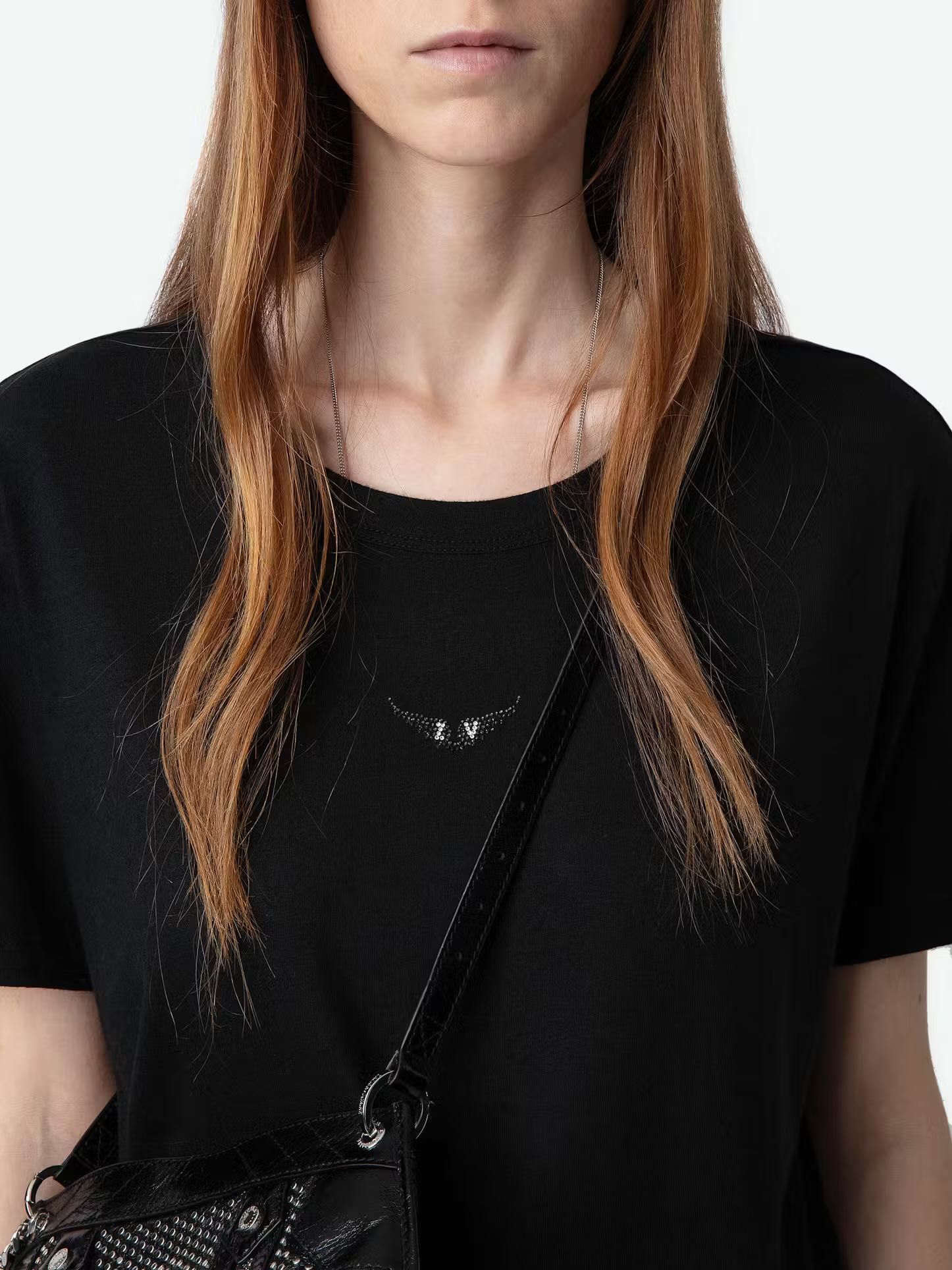 Футболка черная со стразами Zadig & Voltaire
