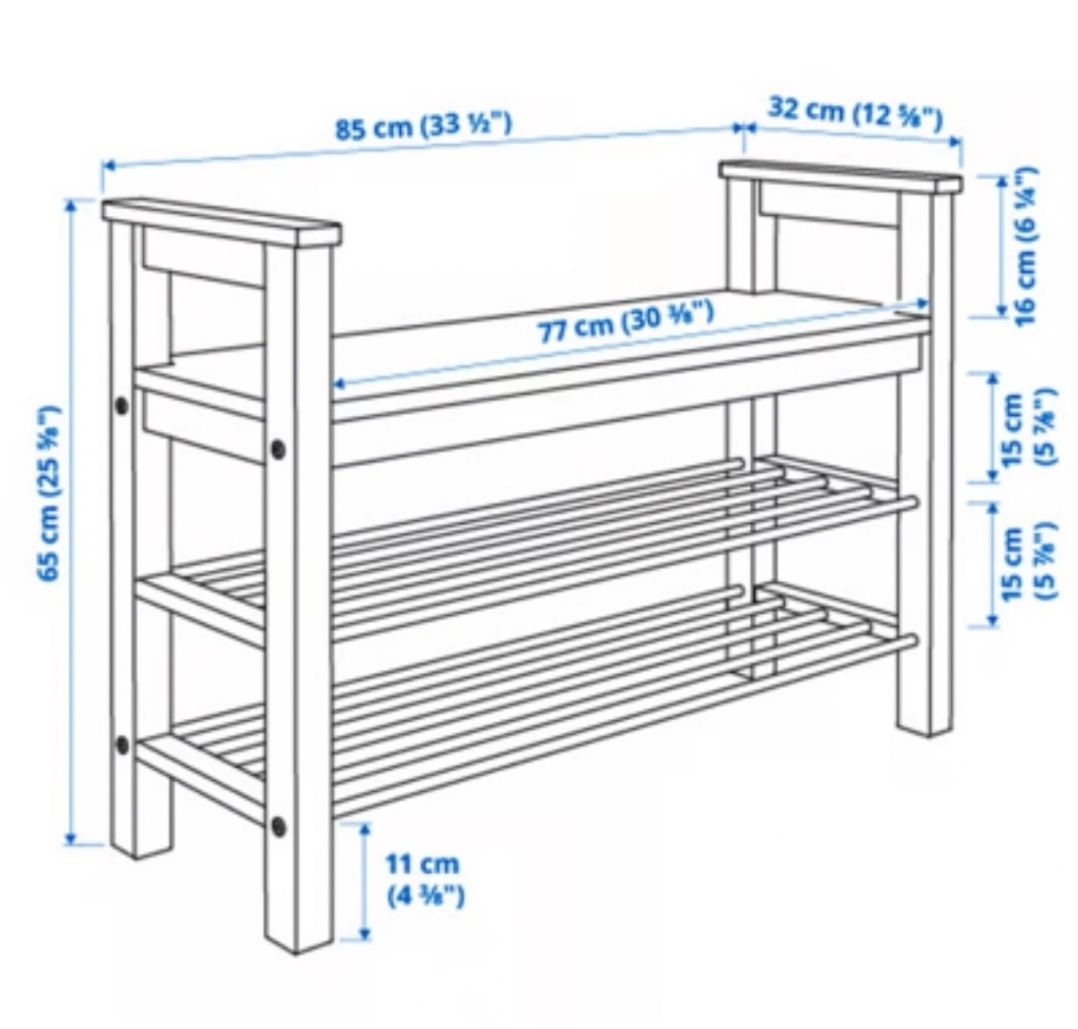 Banco IKEA HEMNES com sapateira e cabide de parede
