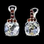 Серьги из серебра 925 пробы с белым топазом 8мм и сапфиром