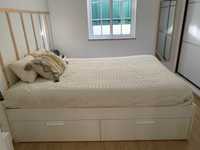 Estrutura cama c/arrumação, branco, 140x200 cm BRIMNES + estrado