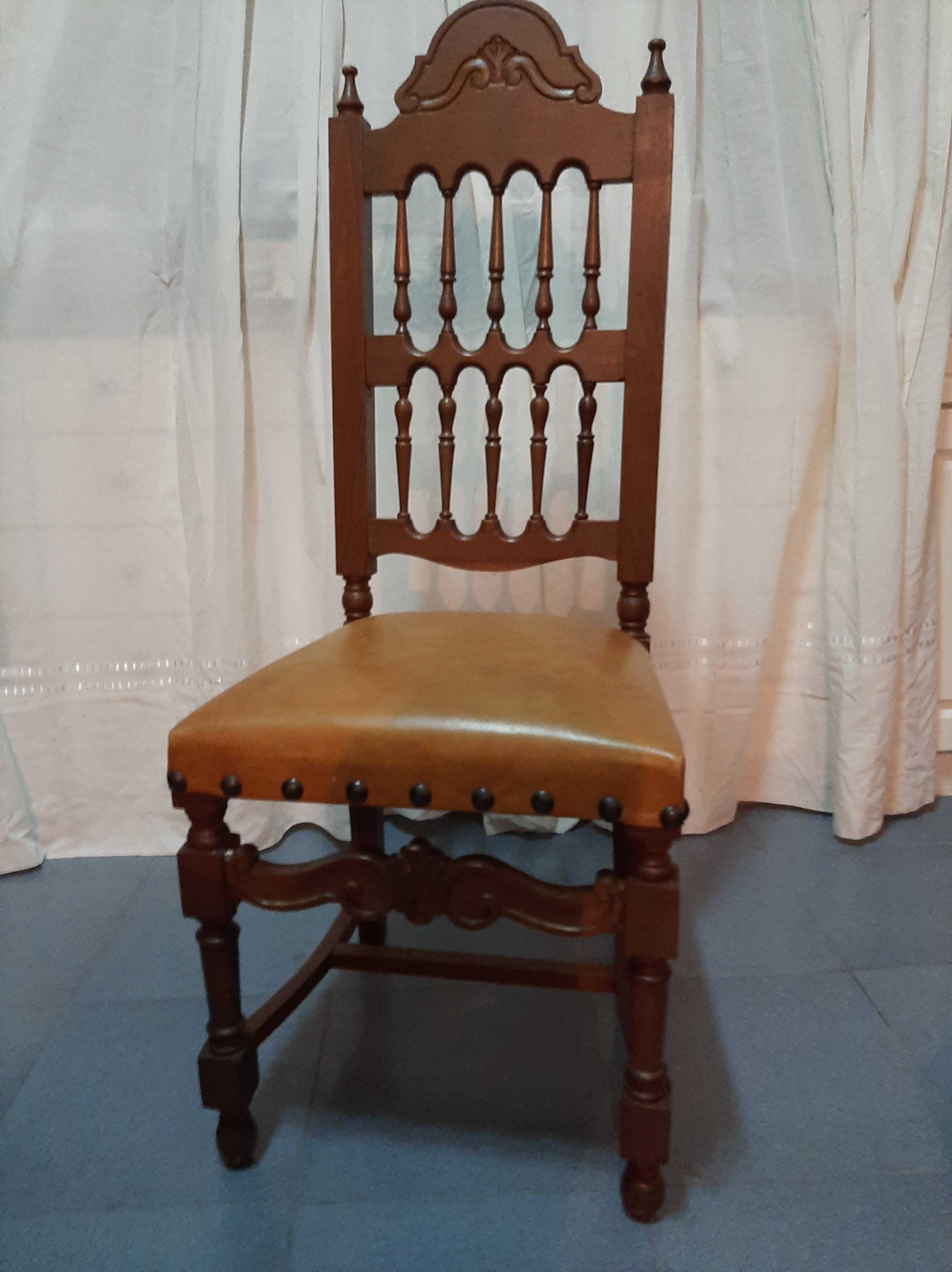 6 cadeiras estilo clássico com estofo em couro - excelente estado