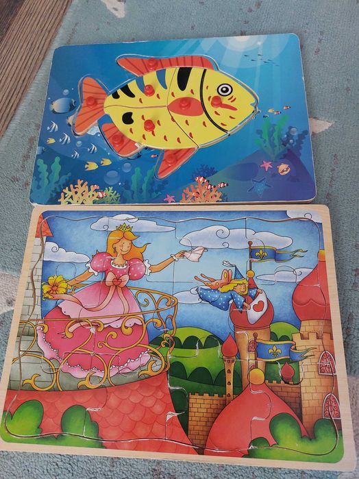 Zestaw puzzli drewnianych Montessori Rybka Księżniczka