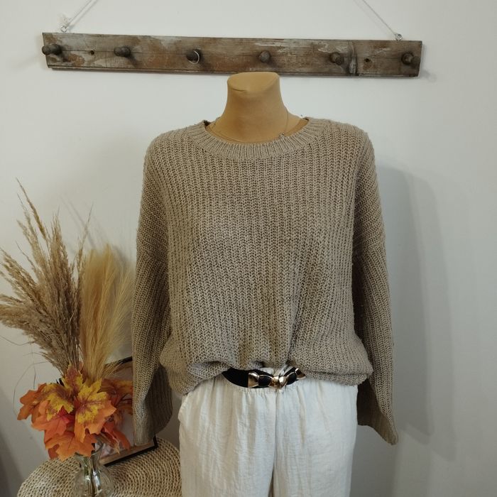 Beżowy sweter damski New Look M oversize ciepły jesień/zima