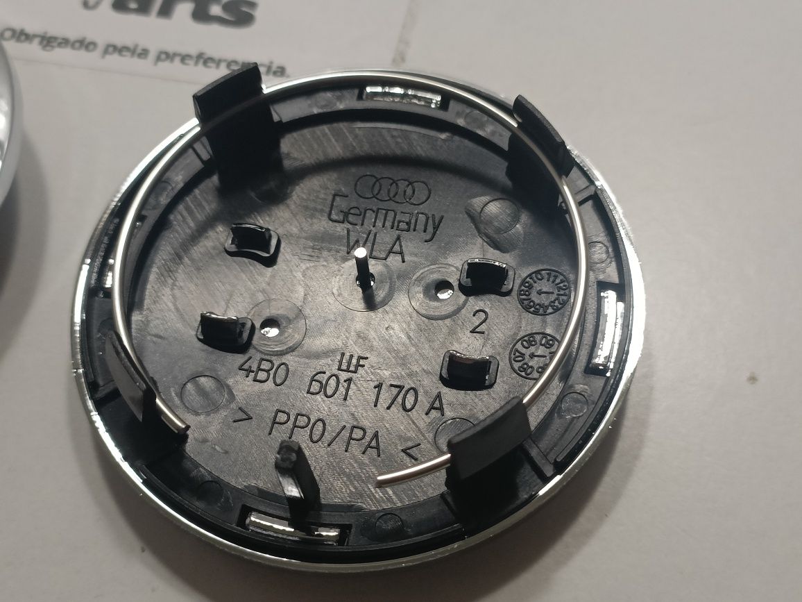 Conjunto 4 centros jante Audi 68mm Preto