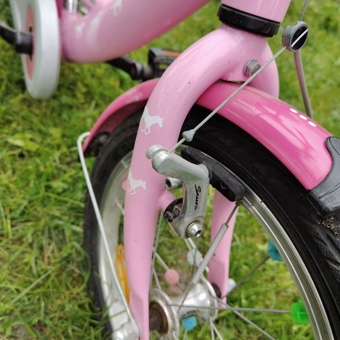 Rowerek puky 16 cali puky pony różowy boczne kółka bagażnik aluminiowy
