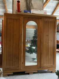 Stara szafa drewniana z lustrem 3-drzwiowa