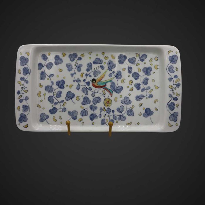 Taca porcelanowa ręcznie malowana biel kobalt 1988 r b5/072753