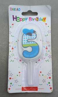 NOWA świeczka urodzinowa cyfra 5 Kaczor Donald