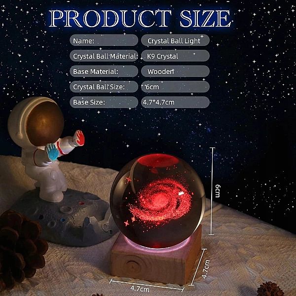 Lampka Nocna Led 3D Saturn Ozdoby Kryształowych Kul 6 Kolorów Dla Dzie