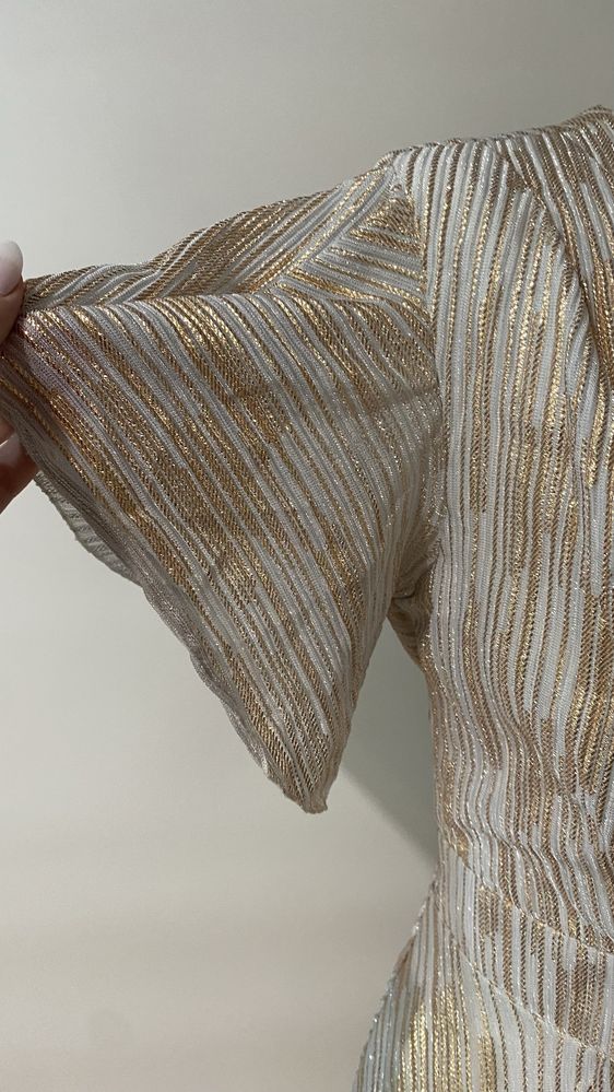 Sukienka Suknia Balowa Koktajlowa Miedziana Biała Plus Size 42 XL