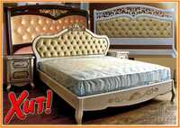 Кровать Двуспальная Деревянная Белая с Ящиками Матрасом Мягкая Ліжко 2