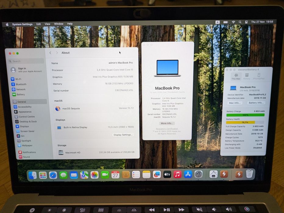 MacBook pro 2019, 13", і5, 16/256 ГБ.