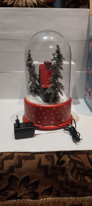 Новогодний снежный  Огромный МегаШар Колба музыка свет снег