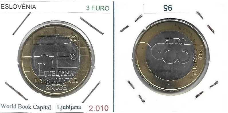 Eslovénia - 3 Euros -2010 - Capital Mundial do Livro Ljubljana - Moeda