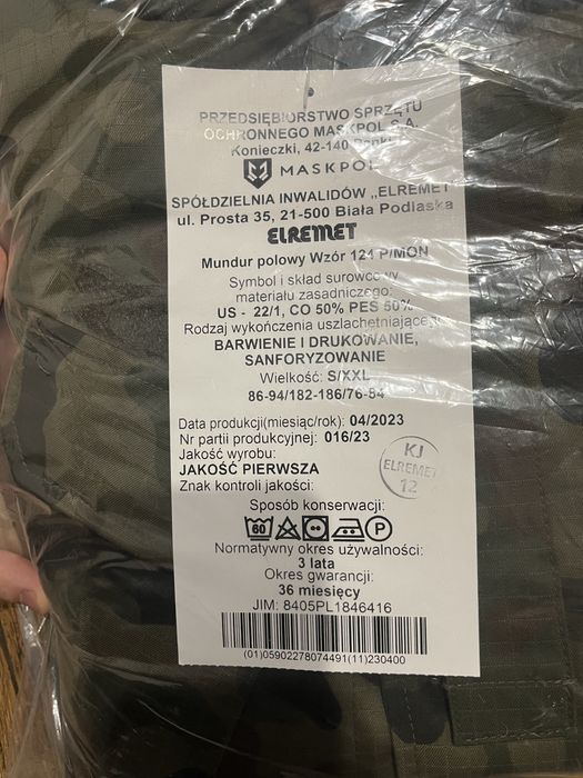 Mundur Wojskowy s/xxl polowy 124P MON wz.93