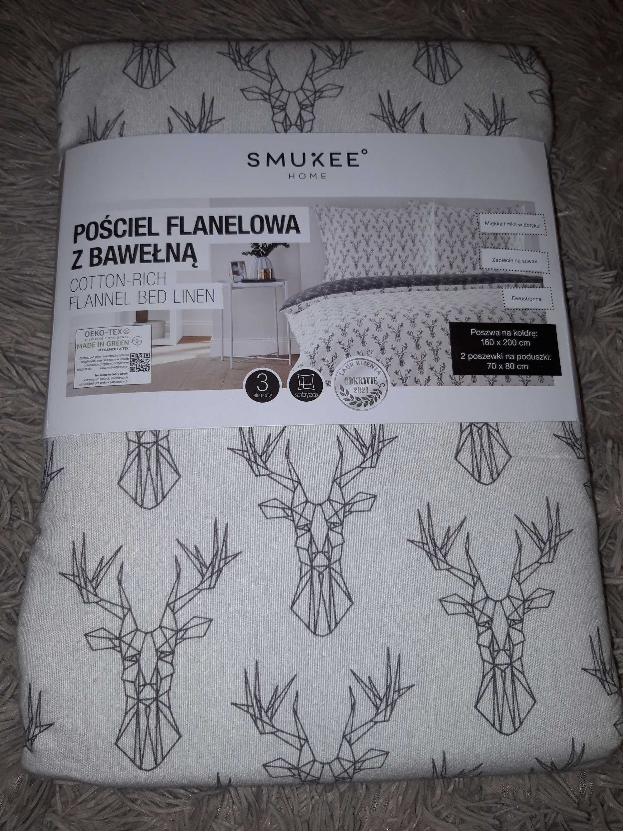 NOWA! Pościel flanelowa z bawełną, dwustronna-160×200 cm- świąteczna!