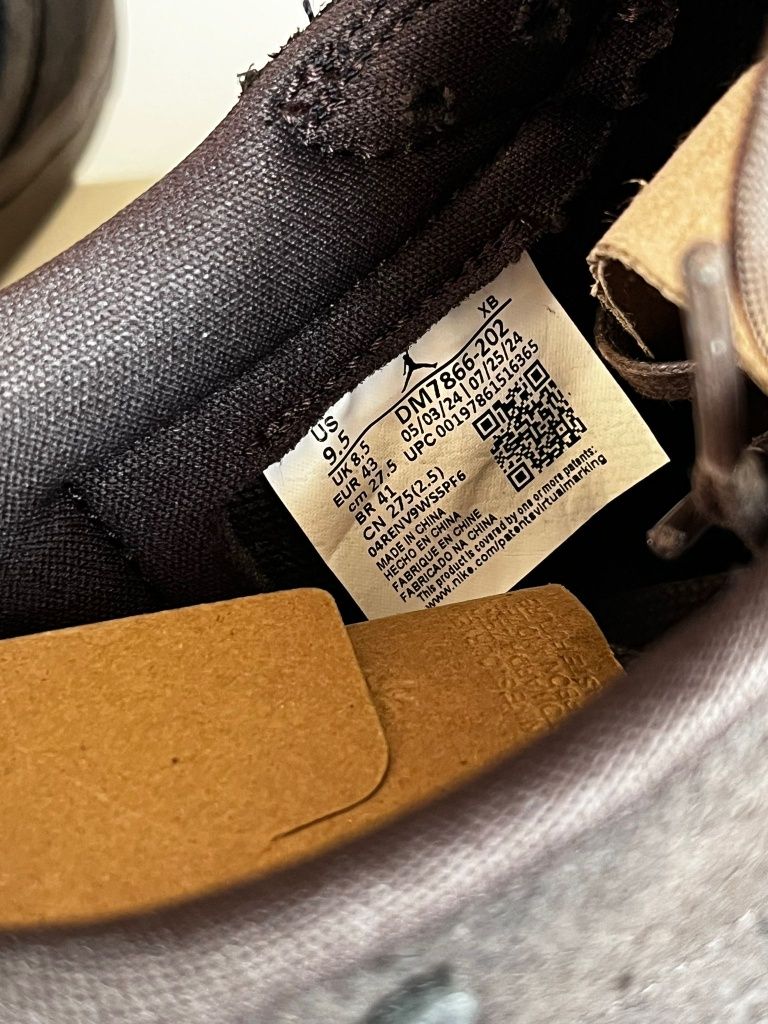 Jordan 1 Travis Scott Velvet Brown and Dark Mocha