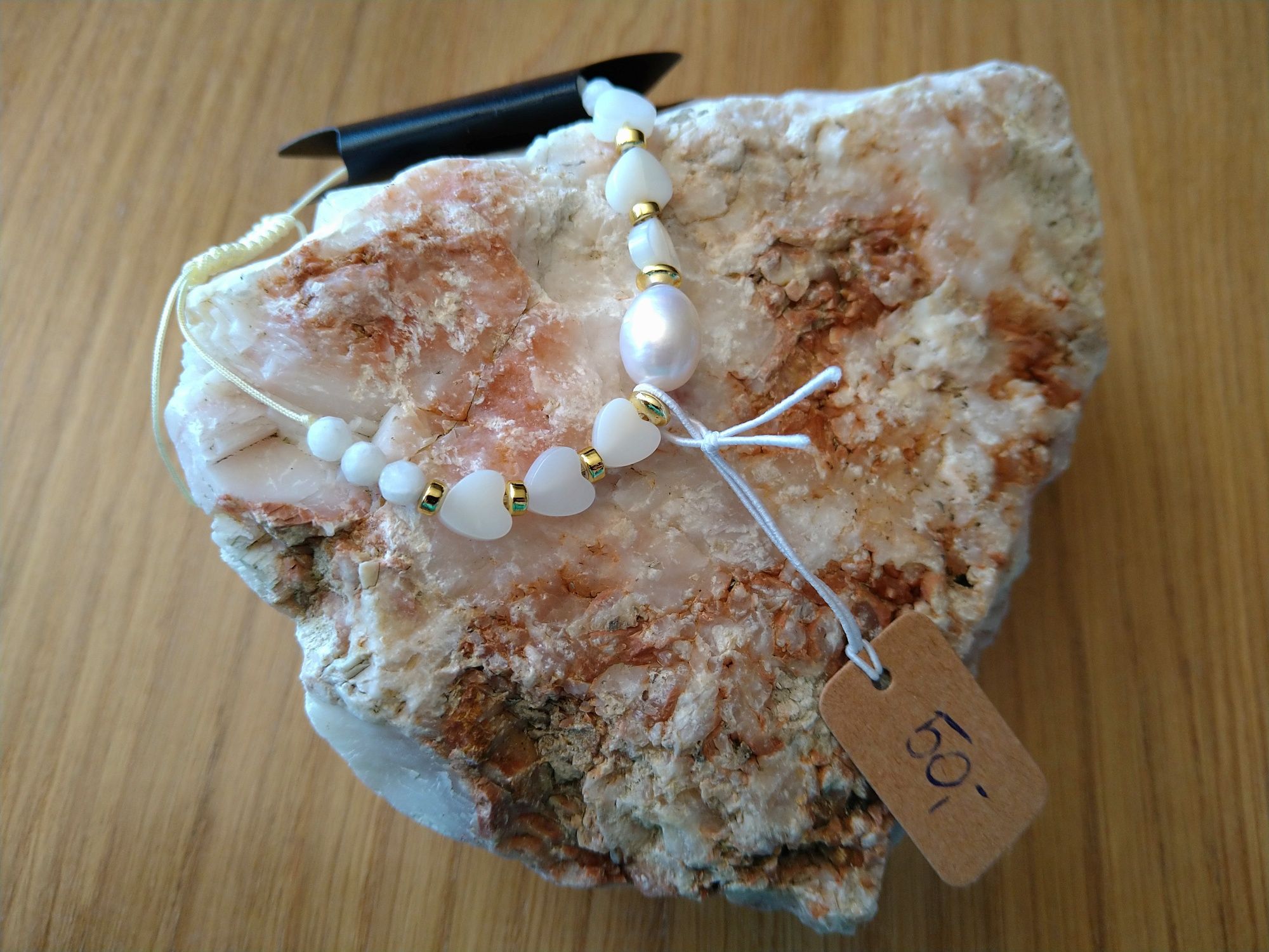 Bransoletka kamienie naturalne perły naturalne kryształ górski agat
