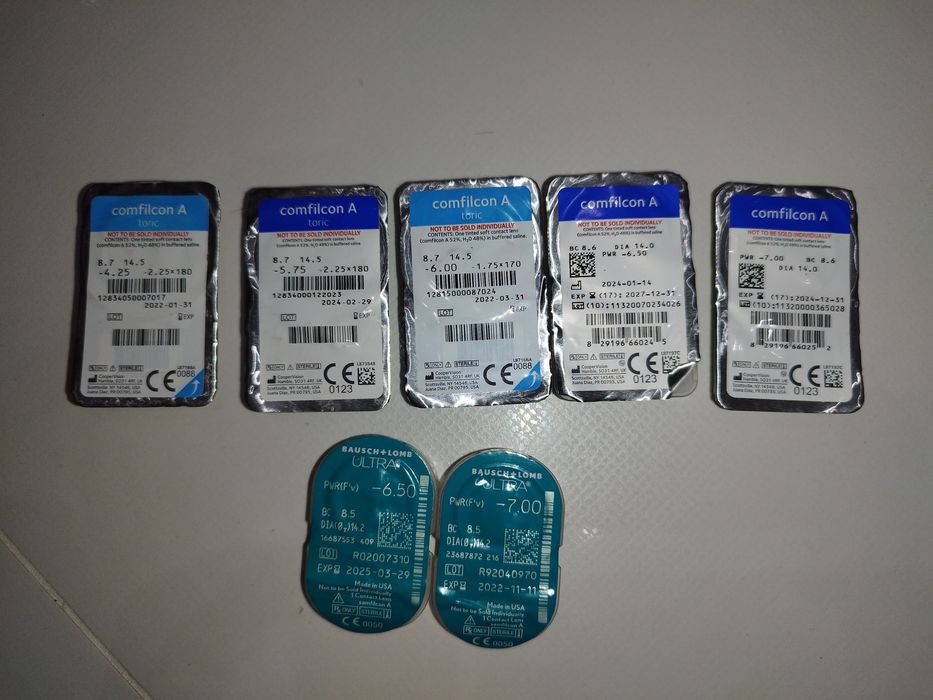 Soczewki/szkła kontaktowe 7szt.