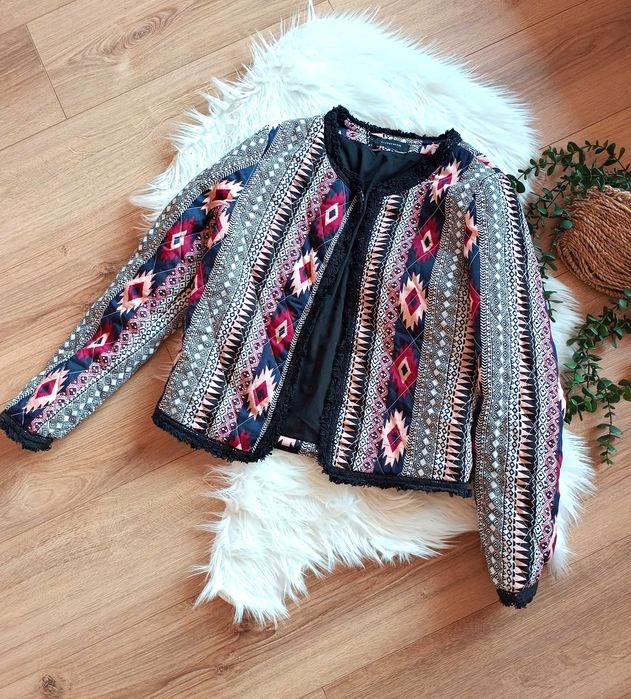 Bordowa aztecka kurtka narzutka Atmosphere dobra na 36S 38M wiosenna