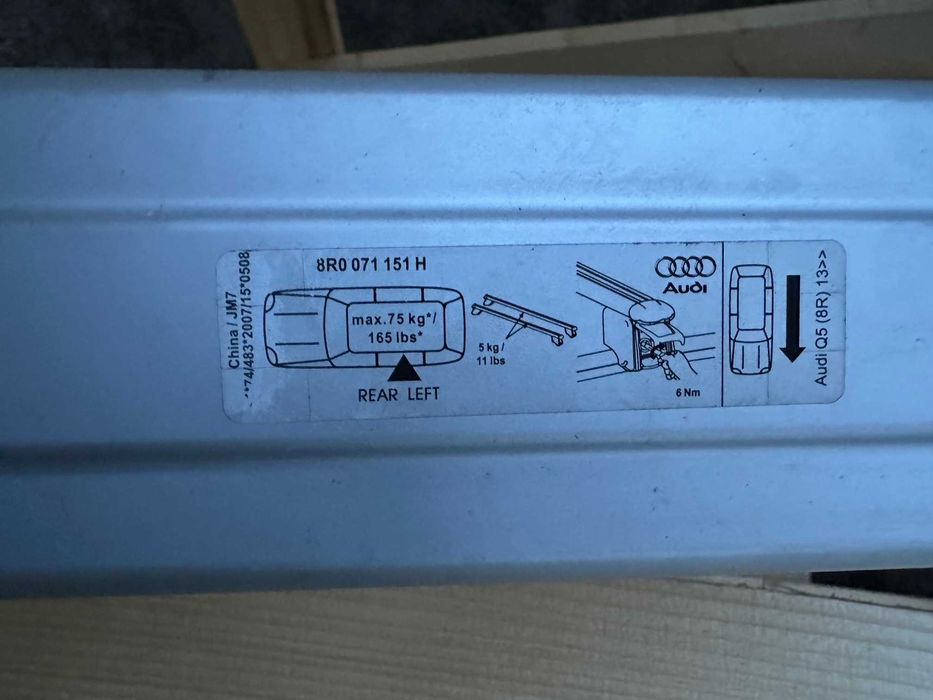 Bagażnik dachowy oryginalny Wingbar do Audi Q5 8R belki poprzeczki