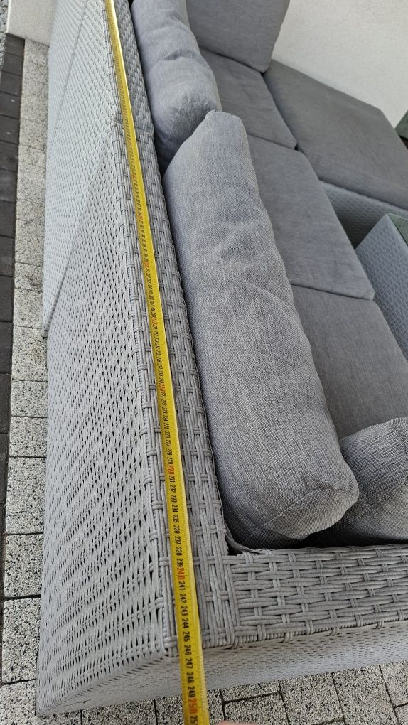 Zestaw ogrodowy modułowy z technorattanu 4-osobowy lewostronny szary